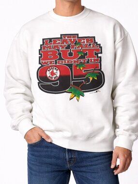 Boston Red Sox Sweatshirt Mens Large Leaves May Fall But We Didn't 1995 Vintage